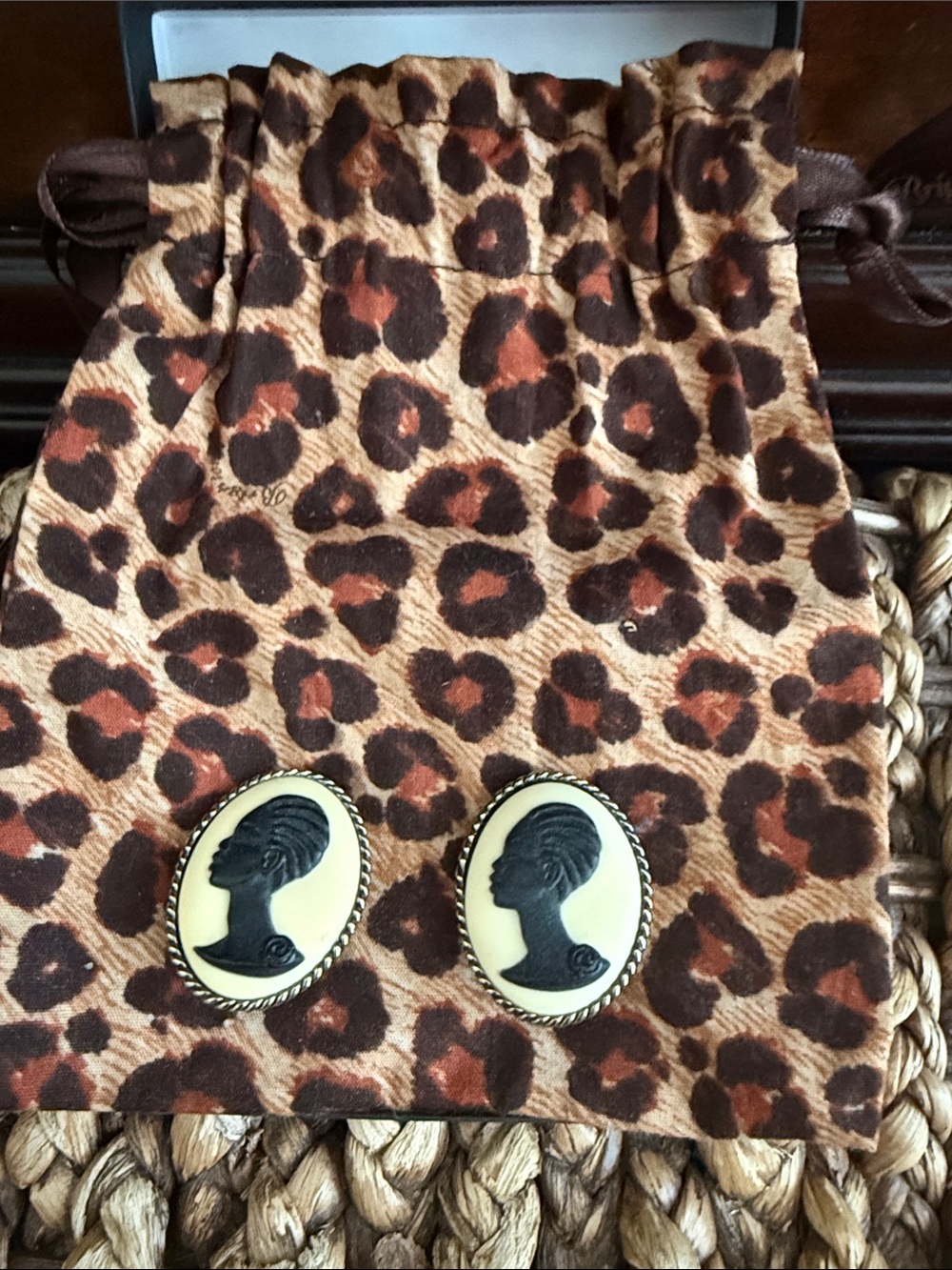Vintage-Inspired Black and Cream Cameo Earrings